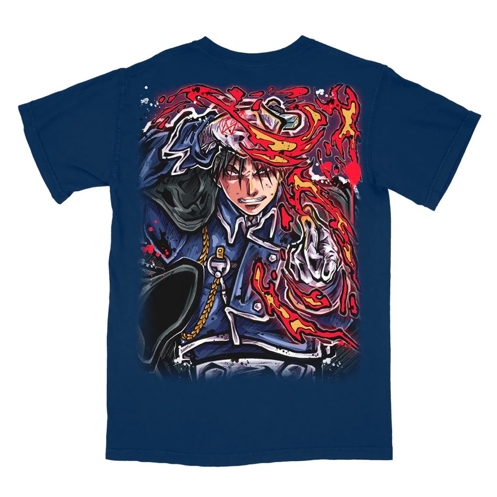 Spend Your Yen Roy Mustang Hellfire Snap Full Metal Alchemist Heavyweight Tee